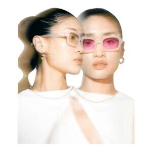 SZADE NIB Watts Ash Bubblegum Sustainable On Trend Rectangular Frame Sunglasses